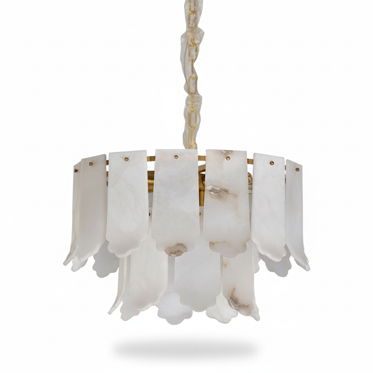 Alabaster Chandelier with Natural Stone Veining