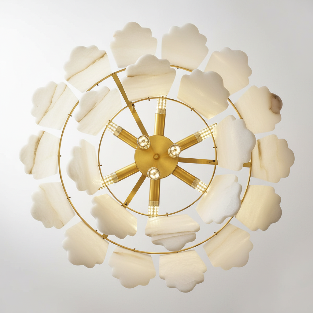 Alabaster Chandelier with Natural Stone Veining
